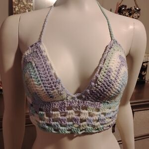 Crochet Halter Top in Pastel Colors